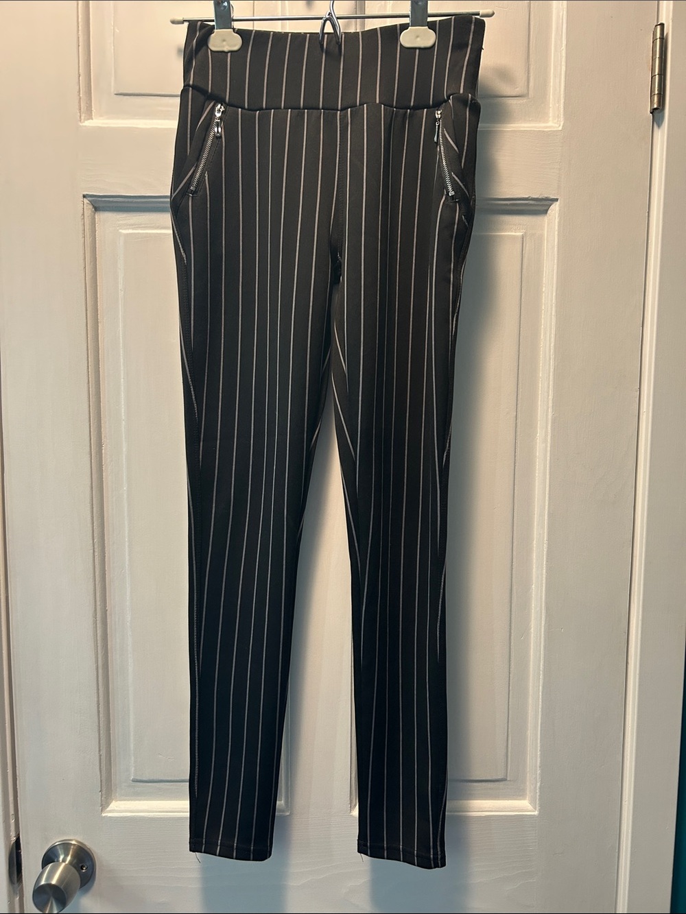 Black Vertical Pinstripe Leggings